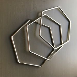 Silver tone hexagon bangles - set of 3!!
